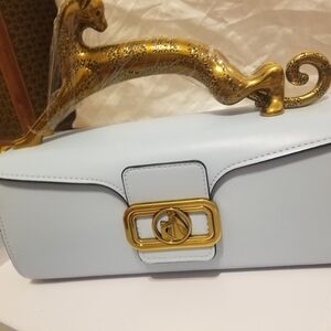 SOLD!!!! Lanvin Pencil Cat ight Blue Clutch with 24L Gold Hardware